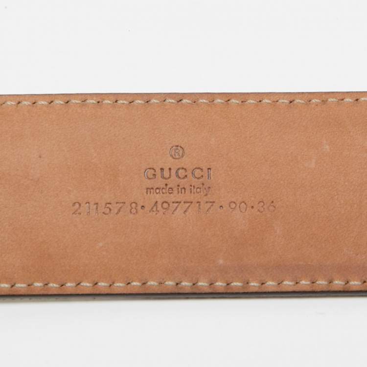 Pre Owned Gucci White/Red GG Supreme Canvas and Leather Anchor Buckle Belt 90 CM