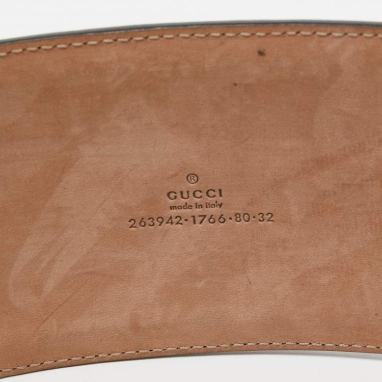 Pre Owned Gucci Black Leather Embellished Waist Belt 75 CM