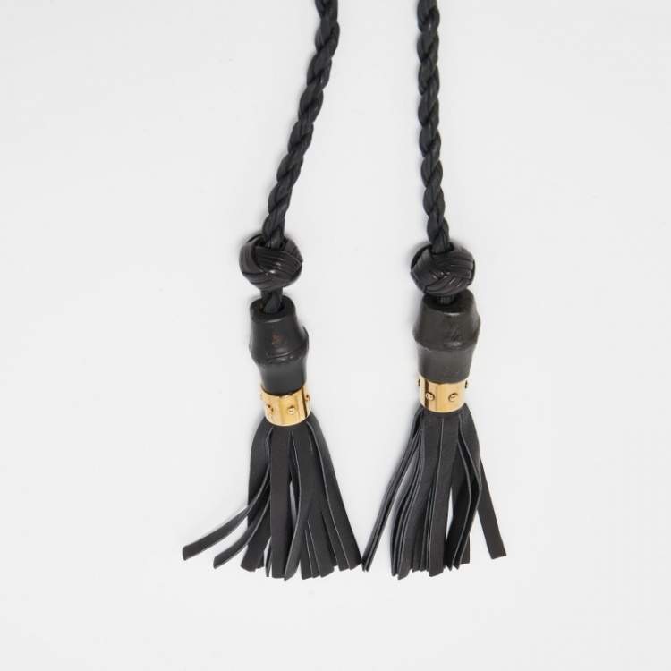 Pre Owned Gucci Black Leather Embellished Waist Belt 75 CM