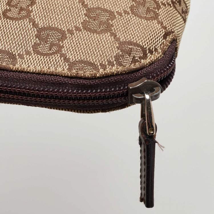 Pre Owned حقيبة لابتوب غوتشي شعار متشابك كانفاس سوبريم GG بنية/ بيج