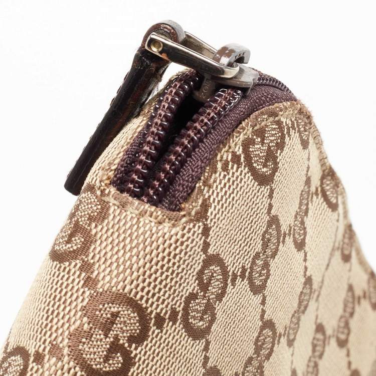Pre Owned حقيبة لابتوب غوتشي شعار متشابك كانفاس سوبريم GG بنية/ بيج