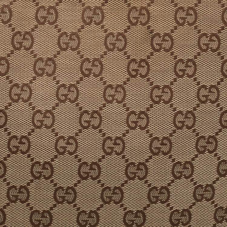 Pre Owned حقيبة لابتوب غوتشي شعار متشابك كانفاس سوبريم GG بنية/ بيج