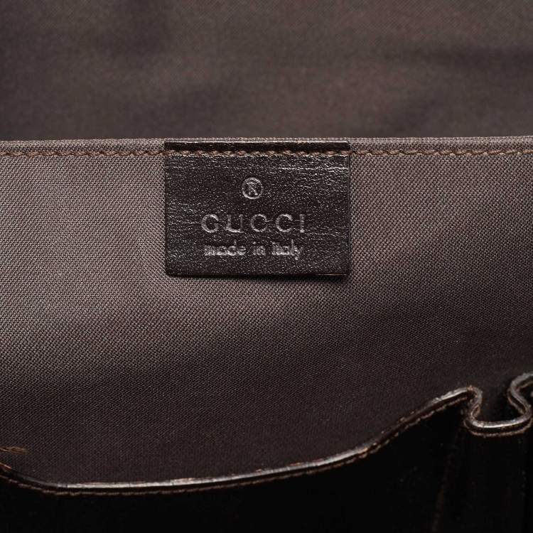 Pre Owned حقيبة لابتوب غوتشي شعار متشابك كانفاس سوبريم GG بنية/ بيج