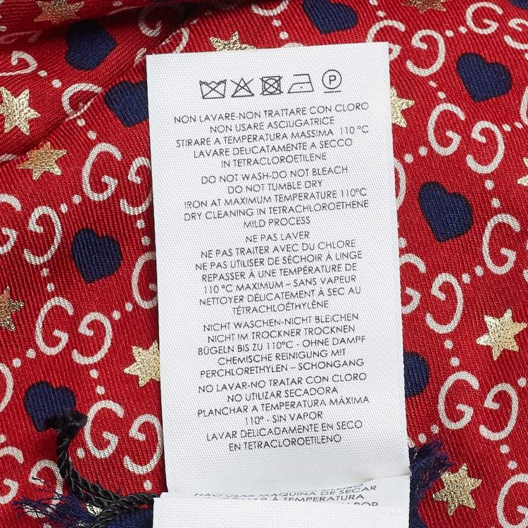 Pre Owned Gucci Red GG Stars Hearts Print Modal Blend Shawl 