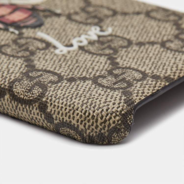 Pre Owned Gucci Beige GG Supreme Canvas Blind For Love iPhone 7 Case