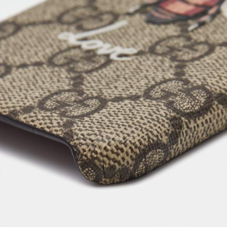 Pre Owned Gucci Beige GG Supreme Canvas Blind For Love iPhone 7 Case