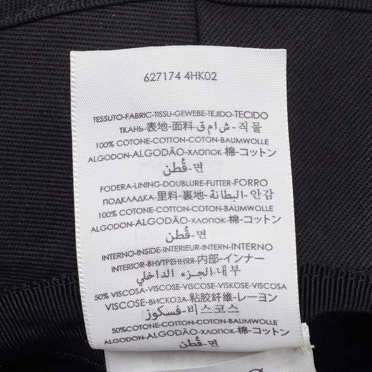 Pre Owned Gucci Black Cotton Logo Patch Detail Bucket Hat XL