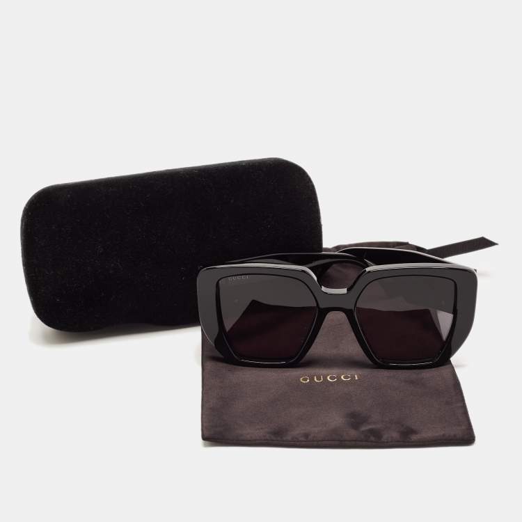 Pre Owned Gucci Black GG0956S Double G Square Sunglasses