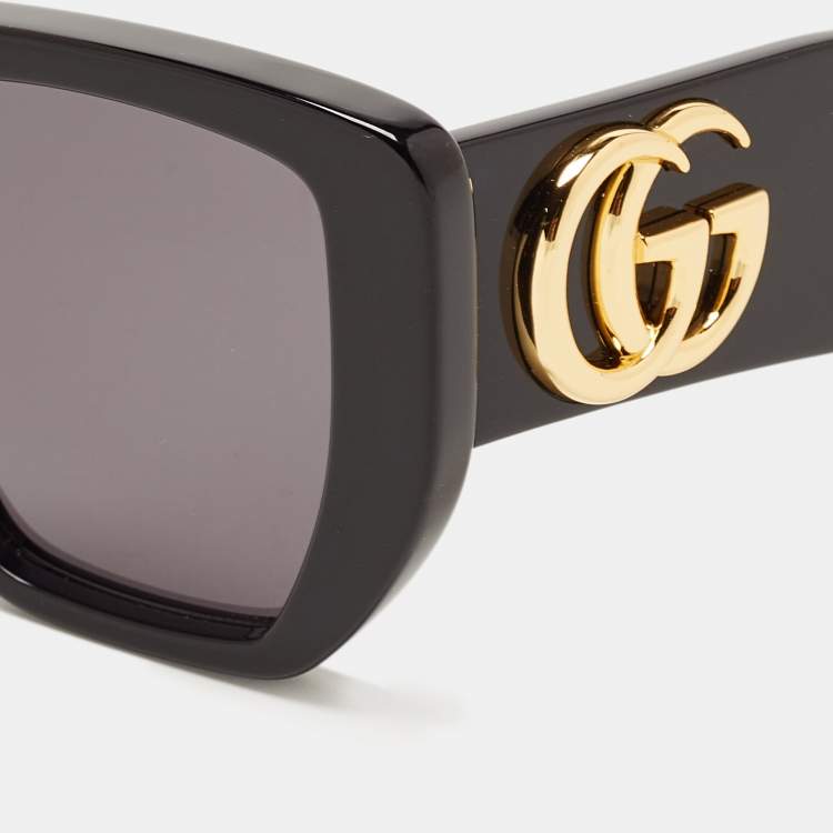 Pre Owned Gucci Black GG0956S Double G Square Sunglasses