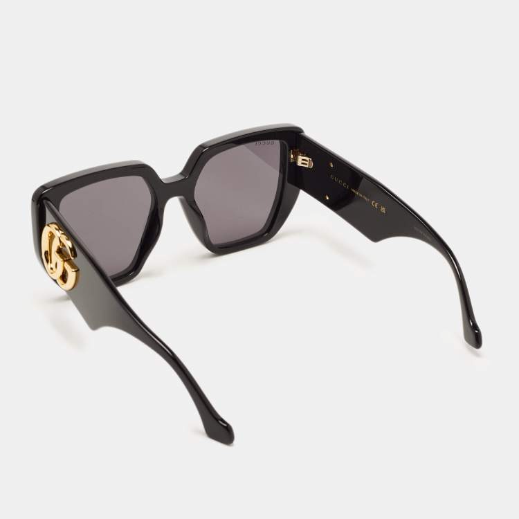 Pre Owned Gucci Black GG0956S Double G Square Sunglasses