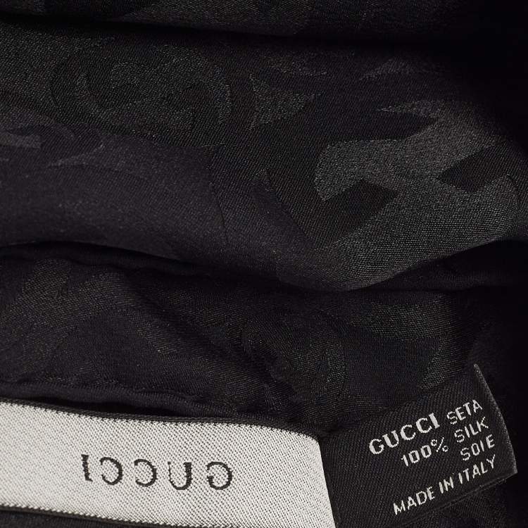 Pre Owned Gucci Black Interlocking G Patterned Silk Scarf