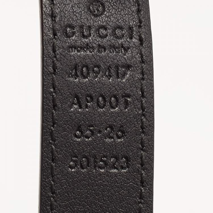 Pre Owned Gucci Black Leather GG Marmont Slim Belt 65CM