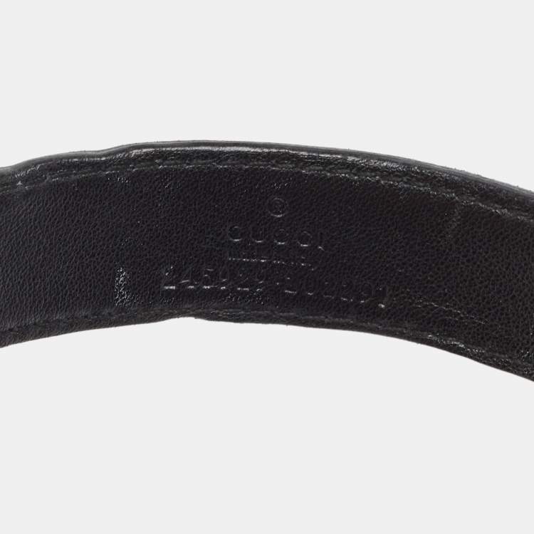 Pre Owned Gucci Black GG Embossed Leather & Fur Earmuffs