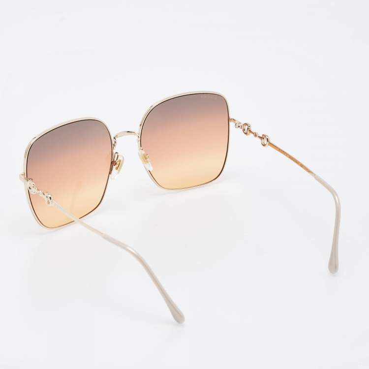 Pre Owned Gucci Orange Gradient GG0879S Horsebit Square Sunglasses