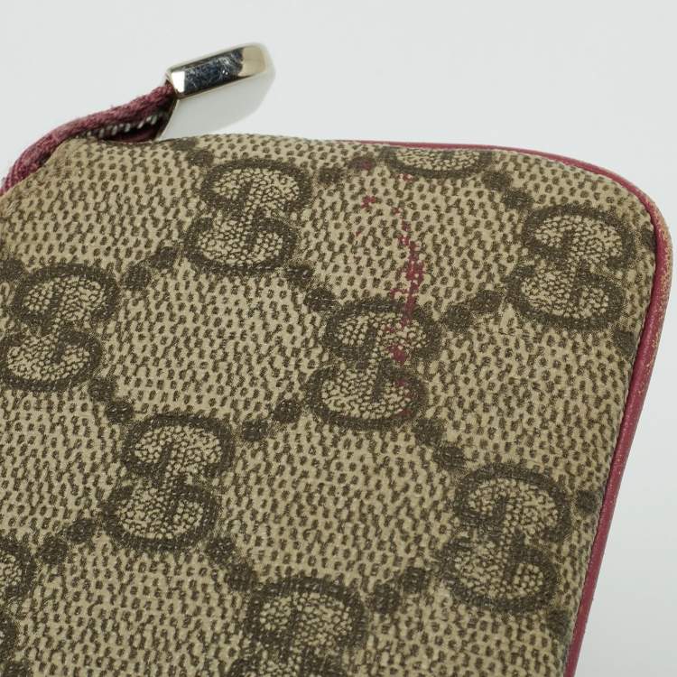 Pre Owned Gucci Beige/Purple GG Supreme Canvas Key Pouch