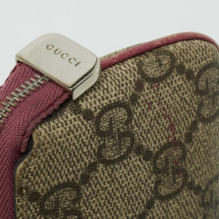Pre Owned Gucci Beige/Purple GG Supreme Canvas Key Pouch