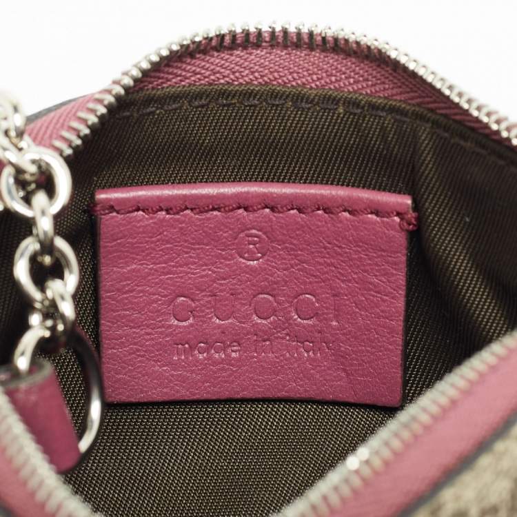 Pre Owned Gucci Beige/Purple GG Supreme Canvas Key Pouch