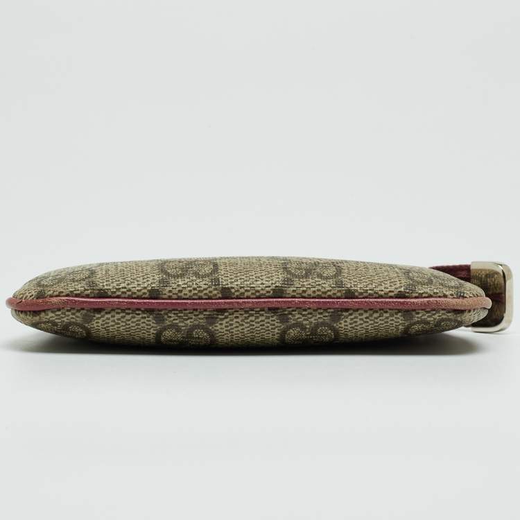 Pre Owned Gucci Beige/Purple GG Supreme Canvas Key Pouch