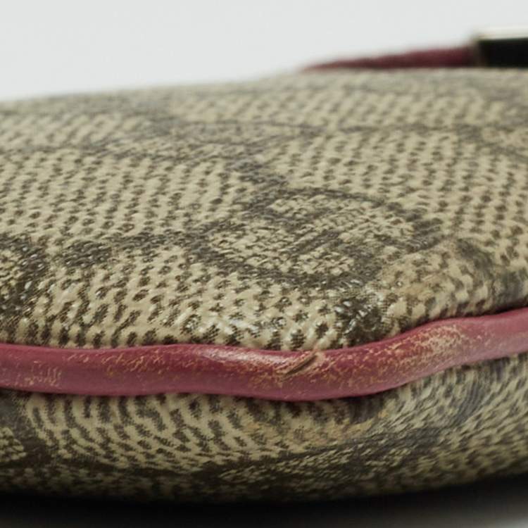 Pre Owned Gucci Beige/Purple GG Supreme Canvas Key Pouch