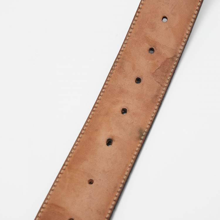 Pre Owned Gucci Black GG Imprime Canvas Lovely Heart Buckle Belt 100 CM