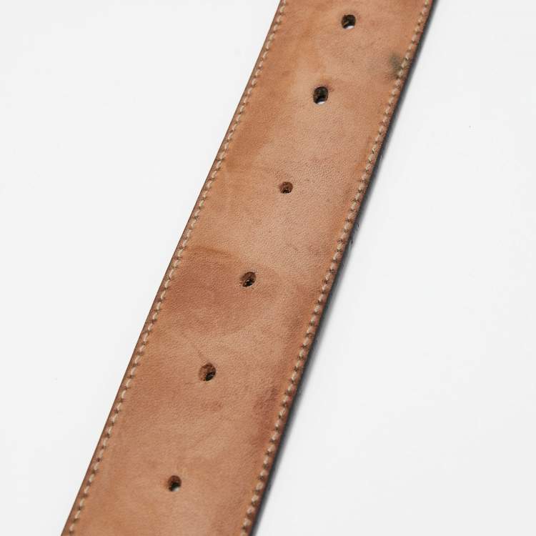 Pre Owned Gucci Black GG Imprime Canvas Lovely Heart Buckle Belt 100 CM