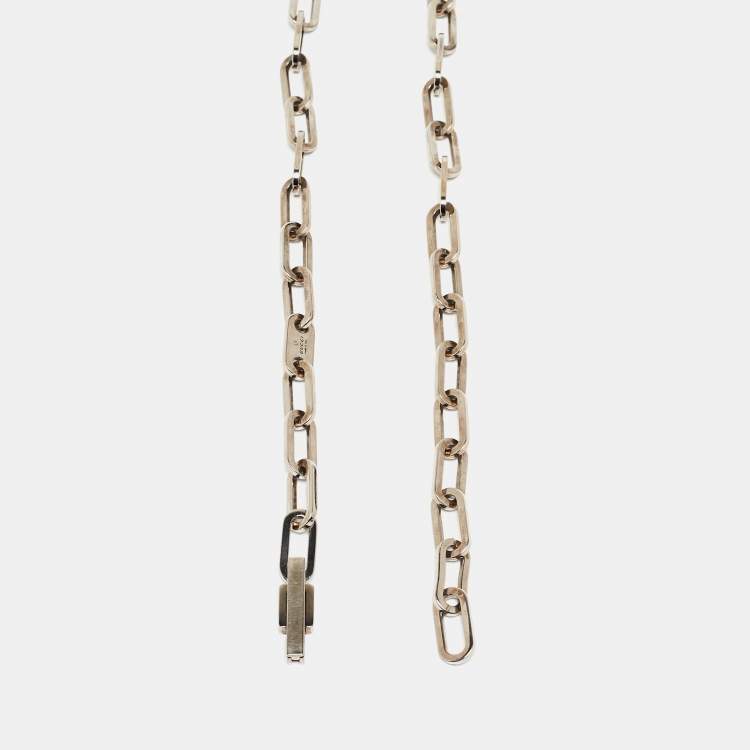 Pre Owned Gucci Silver Metal Chain Link Slim Belt