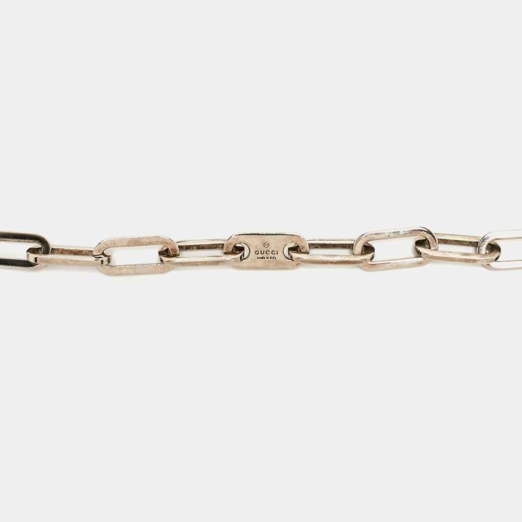 Pre Owned Gucci Silver Metal Chain Link Slim Belt