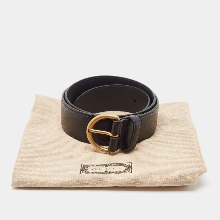 Pre Owned Gucci Black Leather Buckle Belt 85 CM