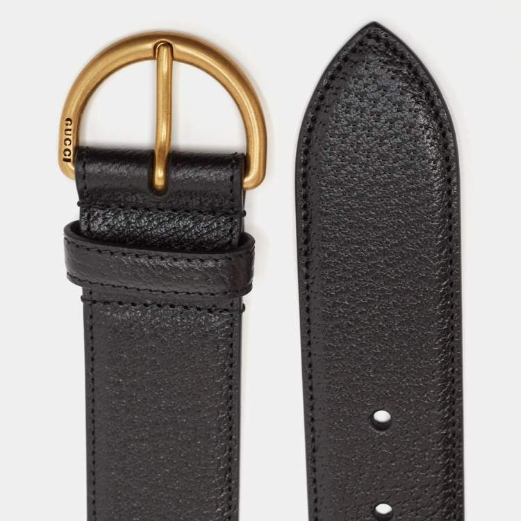Pre Owned Gucci Black Leather Buckle Belt 85 CM