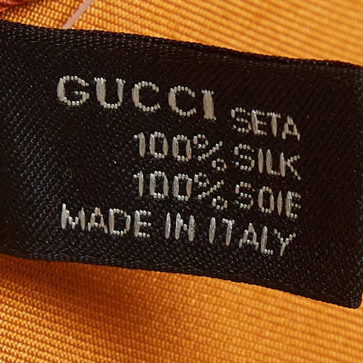 Pre Owned Gucci Orange Colorblock Interlocking G Print Silk Scarf