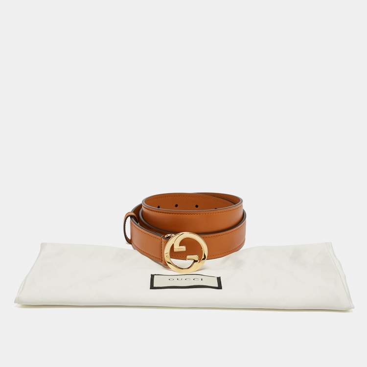 Pre Owned Gucci Tan Leather Blondie Buckle Belt 95 CM