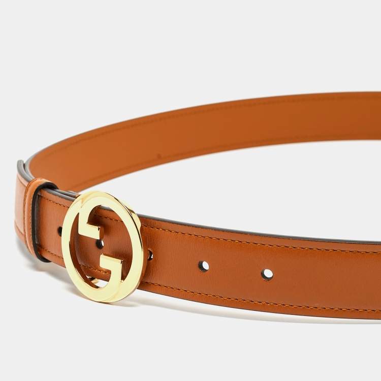 Pre Owned Gucci Tan Leather Blondie Buckle Belt 95 CM