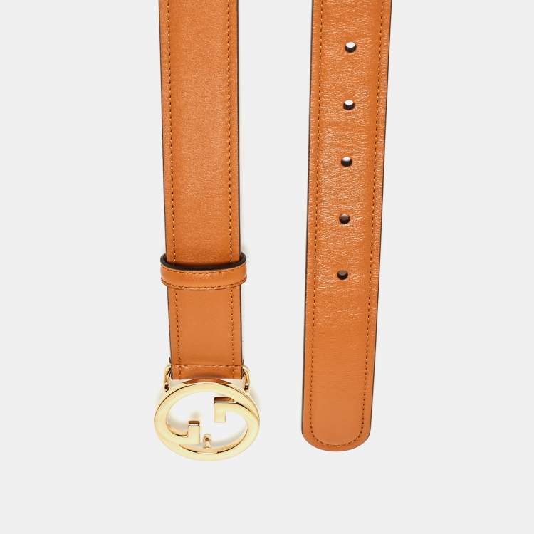 Pre Owned Gucci Tan Leather Blondie Buckle Belt 95 CM