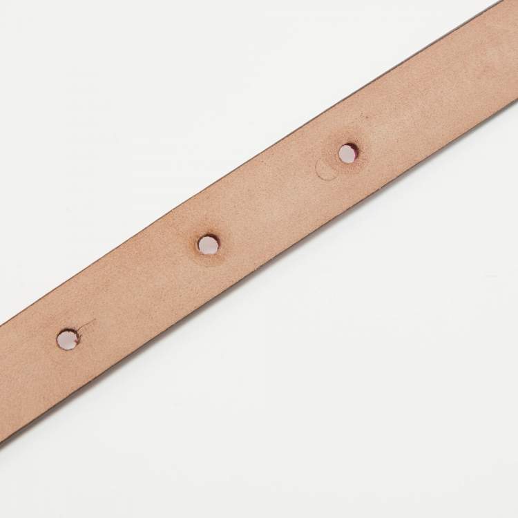 Pre Owned Gucci Pink Leather Horsebit Buckle Slim Belt 80 CM