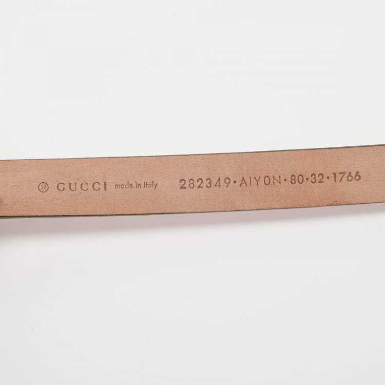 Pre Owned Gucci Pink Leather Horsebit Buckle Slim Belt 80 CM
