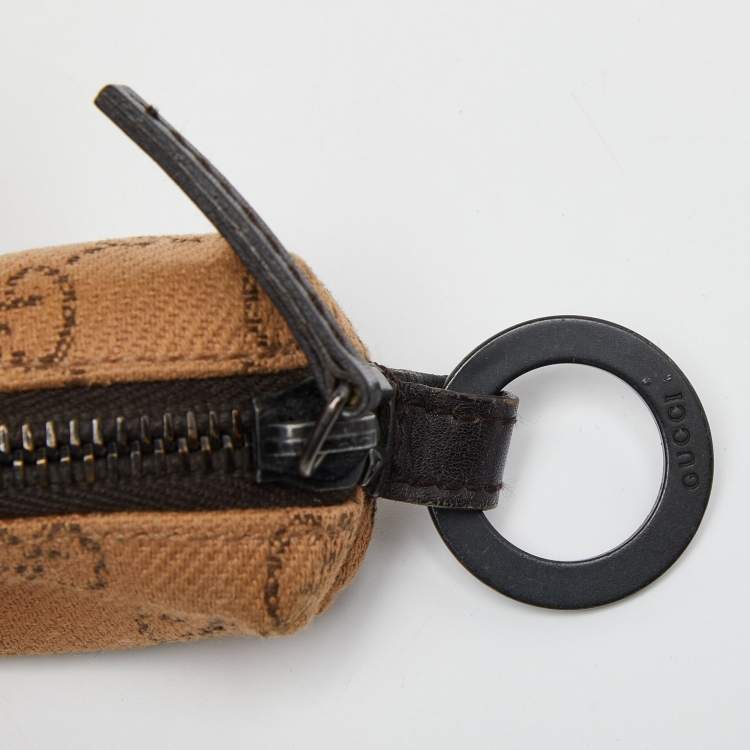 Pre Owned Gucci Beige GG Canvas and Leather Pencil Case