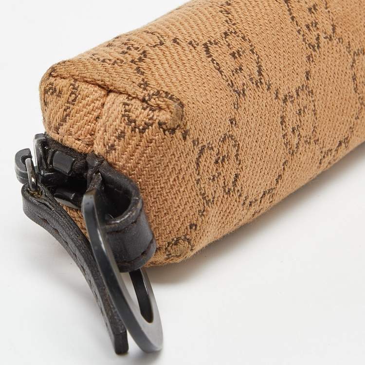 Pre Owned Gucci Beige GG Canvas and Leather Pencil Case