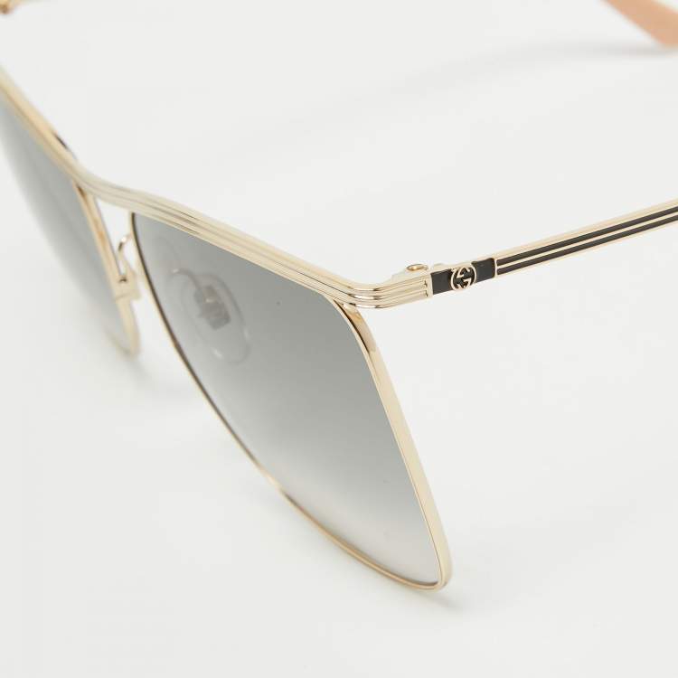 Pre Owned Gucci Gold GG0820S Gradient Square Sunglasses