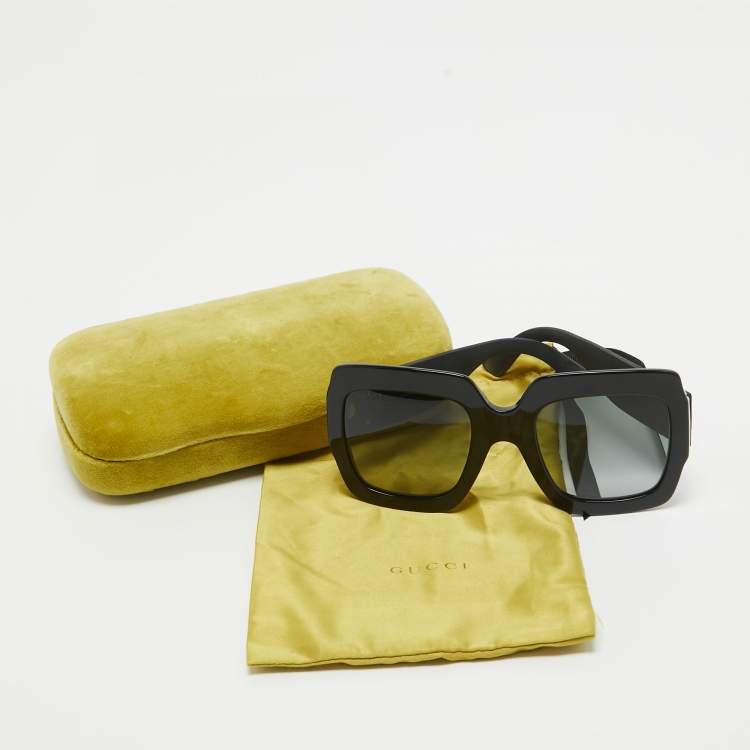 Pre Owned Gucci Black Gradient GG0102S Pop Glitter Iconic Oversize Square Sunglasses