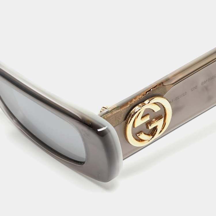 Pre Owned Gucci Silver Mirrored GG0516S Rectangular Sunglasses