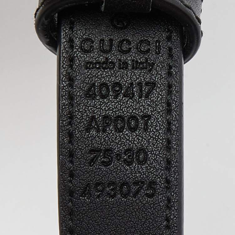 Pre Owned Gucci Black Leather GG Marmont Slim Buckle Belt 75CM