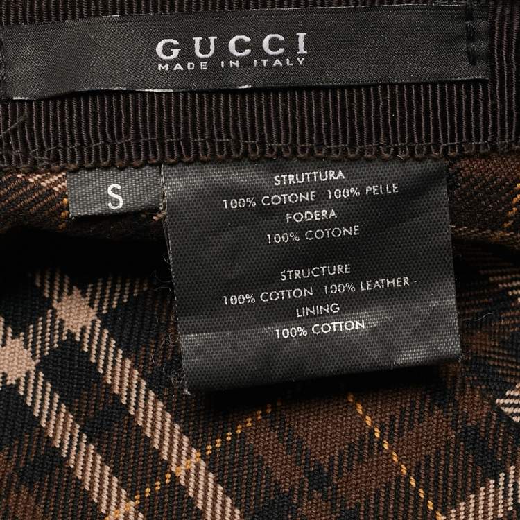 Pre Owned Gucci Vintage Brown GG Canvas and Patent Leather Newsboy Cap S
