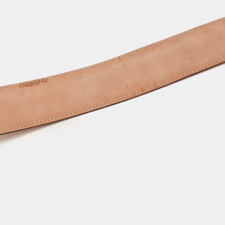 Pre Owned Gucci Beige Leather Interlocking G Buckle Belt 90 CM