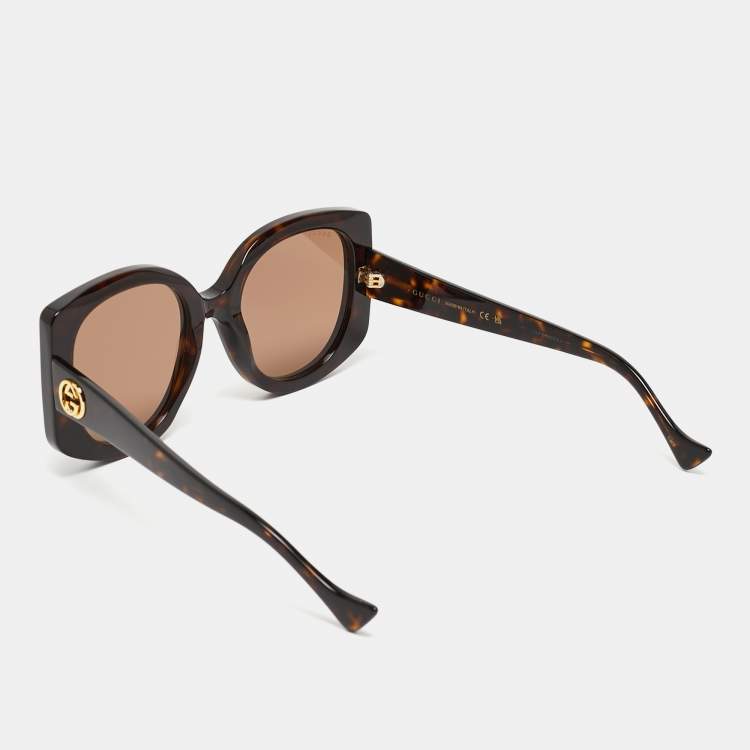 Pre Owned Gucci Brown GG1257S Interlocking G Oversized Sunglasses