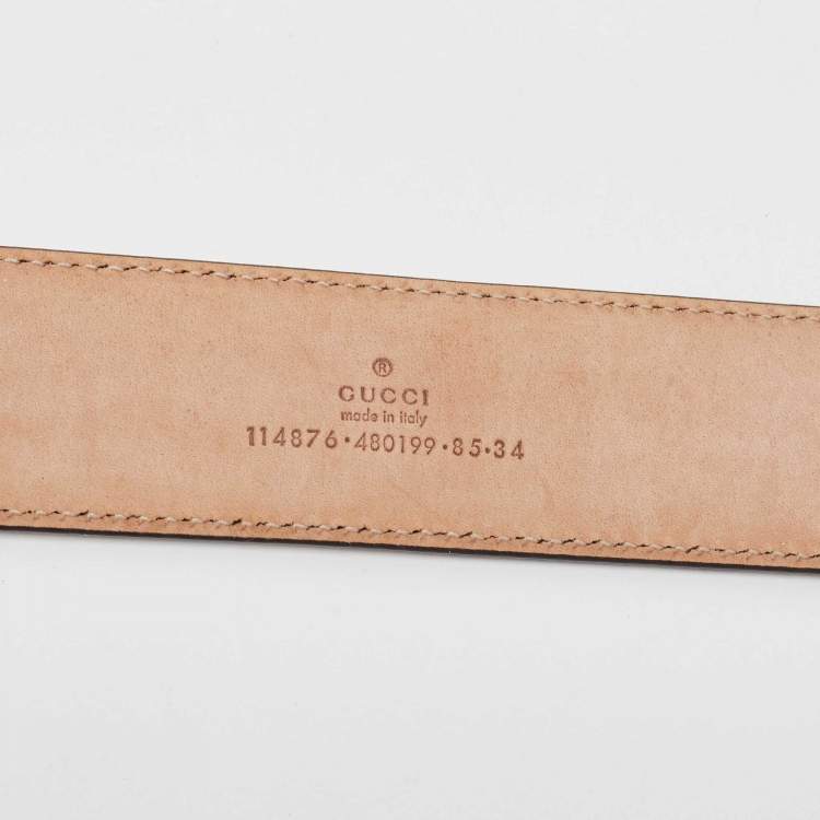 Pre Owned Gucci Red Guccissima Leather Interlocking G Belt 85 CM