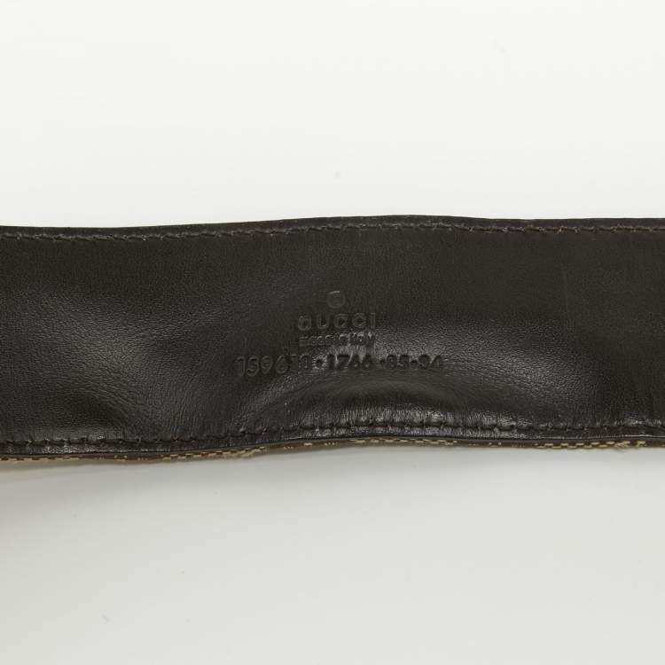 Pre Owned Gucci Beige/Cream GG Canvas and Leather Horsebit Ring Buckle Belt 85 CM