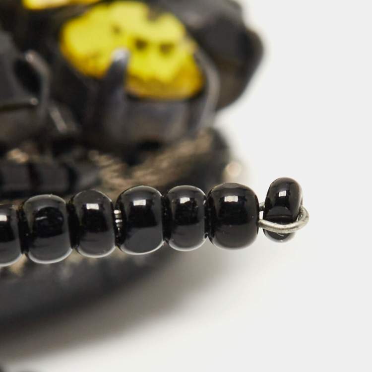 Pre Owned Gucci Bee Crystal Resin Two Tone Brooch