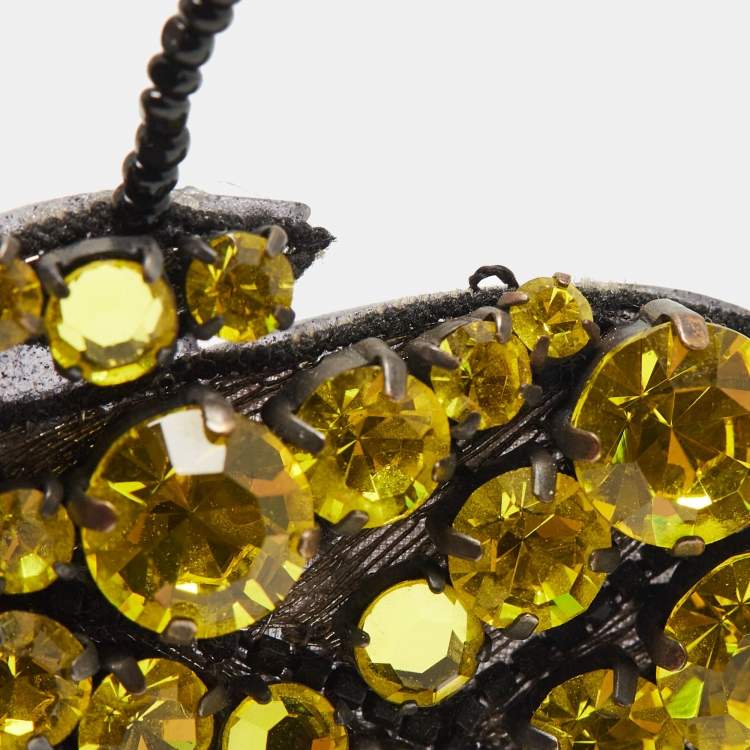 Pre Owned Gucci Bee Crystal Resin Two Tone Brooch