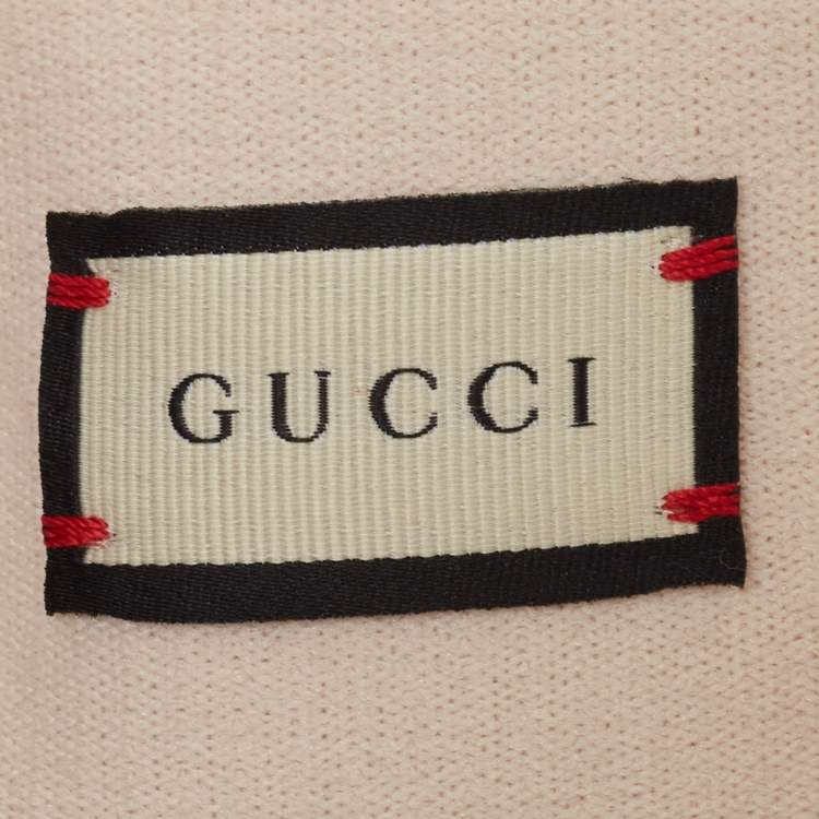 Pre Owned Gucci Beige Logo Patterned Stretch Knit Head Band 