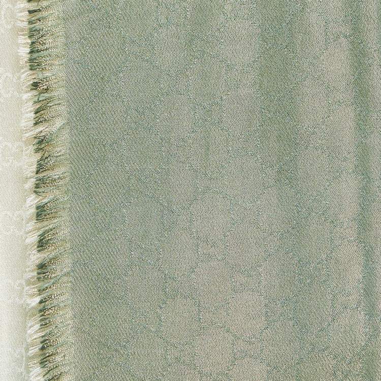 Pre Owned Gucci Green Ombre Lurex GG Modal Blend Stole